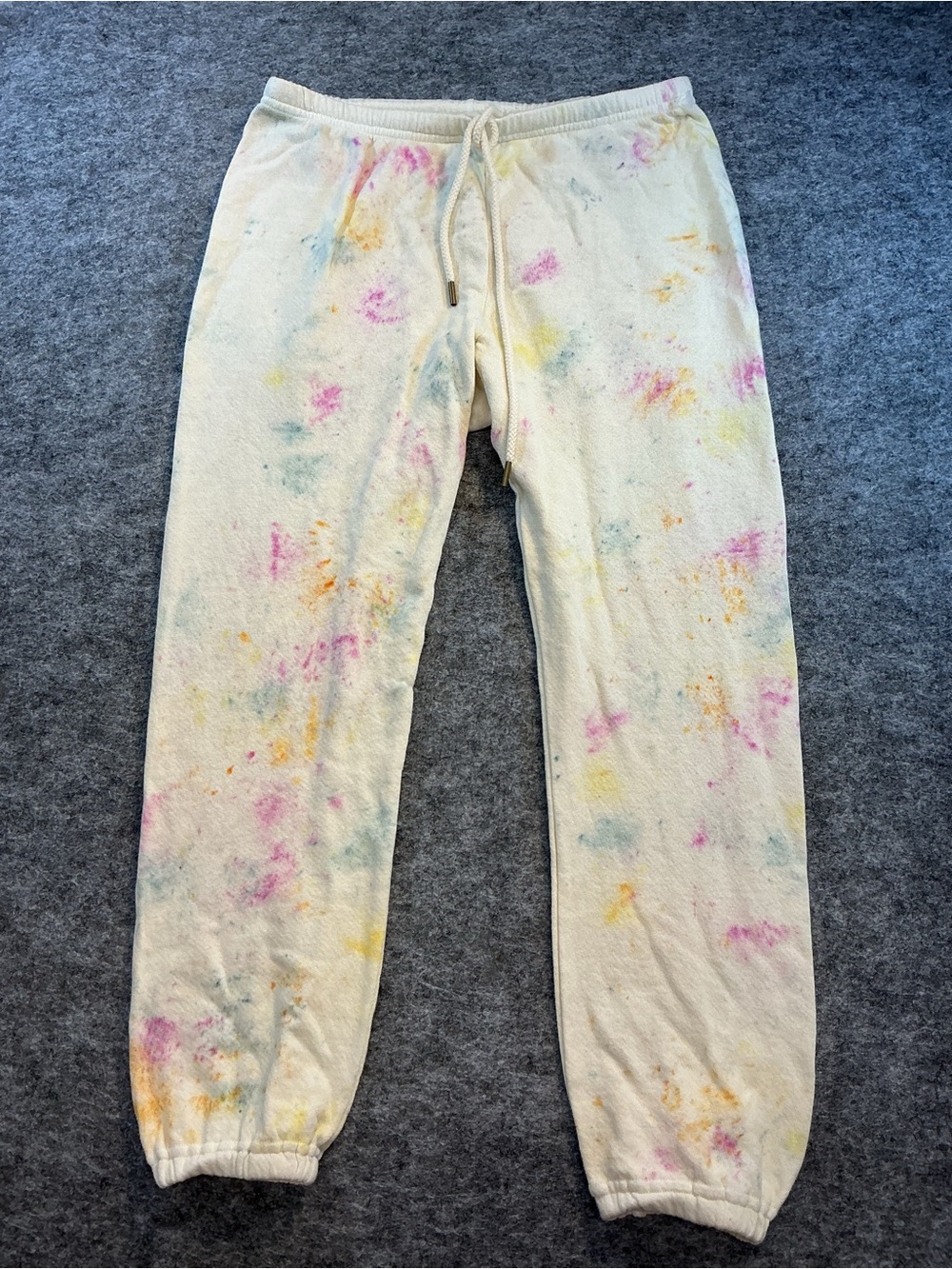 The Great | Painted Cotton Cream Tie-Dye Jogger Sweatpants Size 0